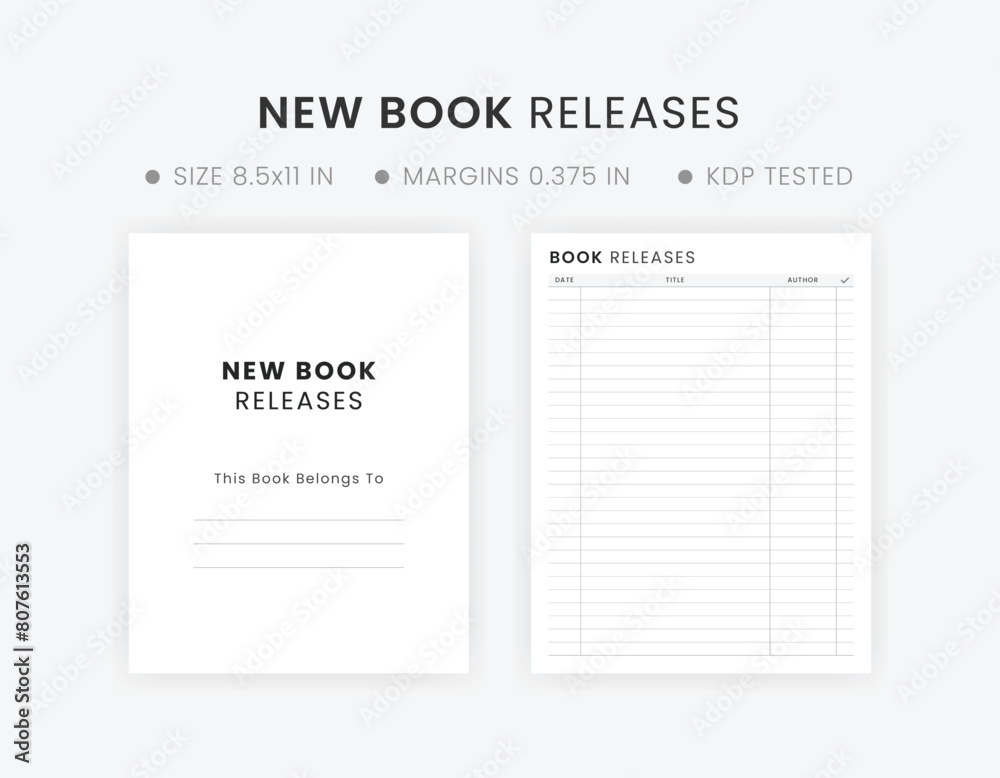 Printable New Book Releases Tracker Template, Upcoming Book List, Early Releases Logbook Printable New Book Releases Tracker Template, Upcoming Book List, Early Releases Logbook
