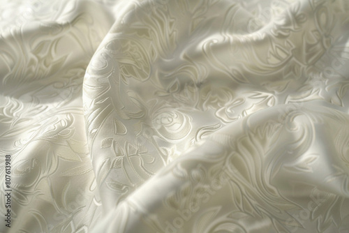 Realistic white silk pictures Printed with exquisite Thai patterns represents luxury