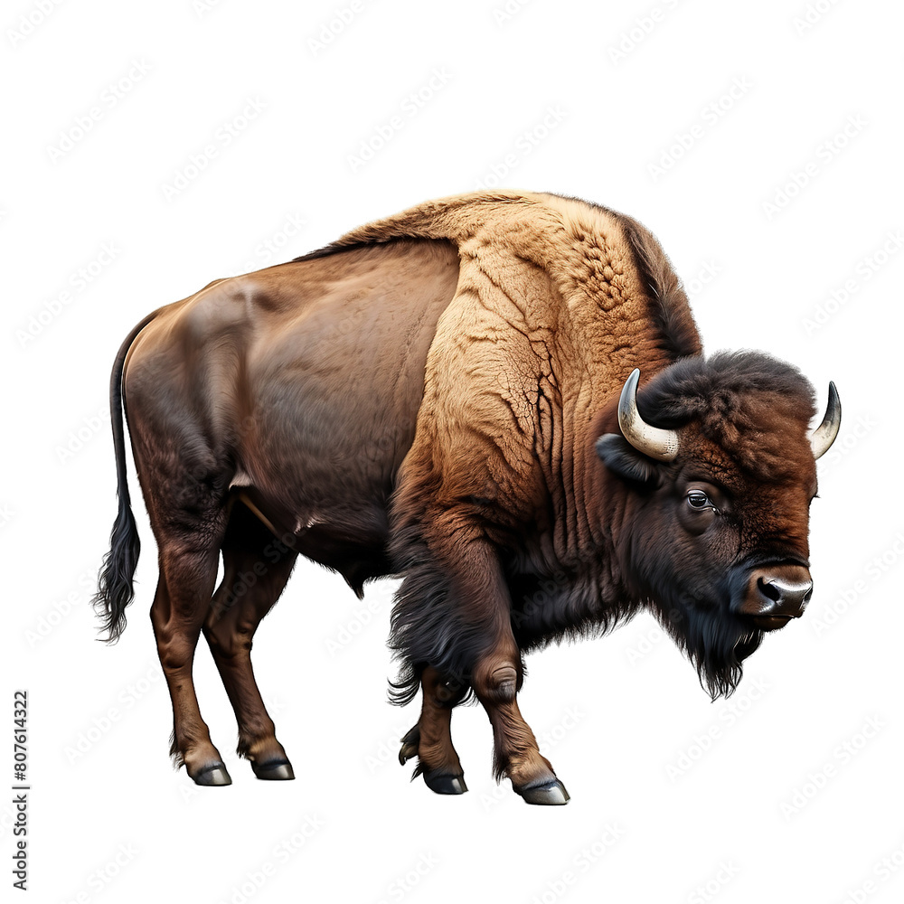 Bison Isolated on Transparent Background PNG Generative AI