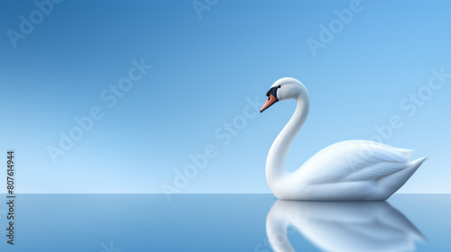 A white swan is swimming in a lake