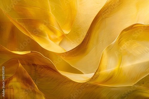 Contemplating the Ebb and Flow of Life: A Minimalist Organic Forms Abstract Composition in Warm Yellows and Golds photo