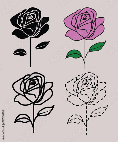 Rose Vector Line Art Illustration
