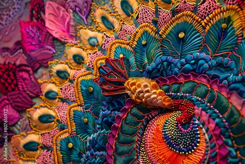 Unfolding Intricacies: A Vibrant Tapestry of Intertwined Patterns and Jewel-Toned Hues