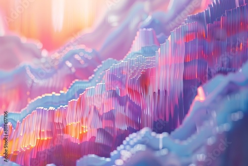 Pixelated Waves of Light: A Digital Dreamscape Embracing Harmonious Gradients of Color photo