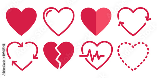 Love Heart Symbol Icons set. Suitable for Valentine's Day and Mother's Day decoration.