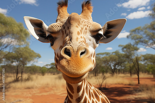 a giraffe looking at the camera © TONSTOCK