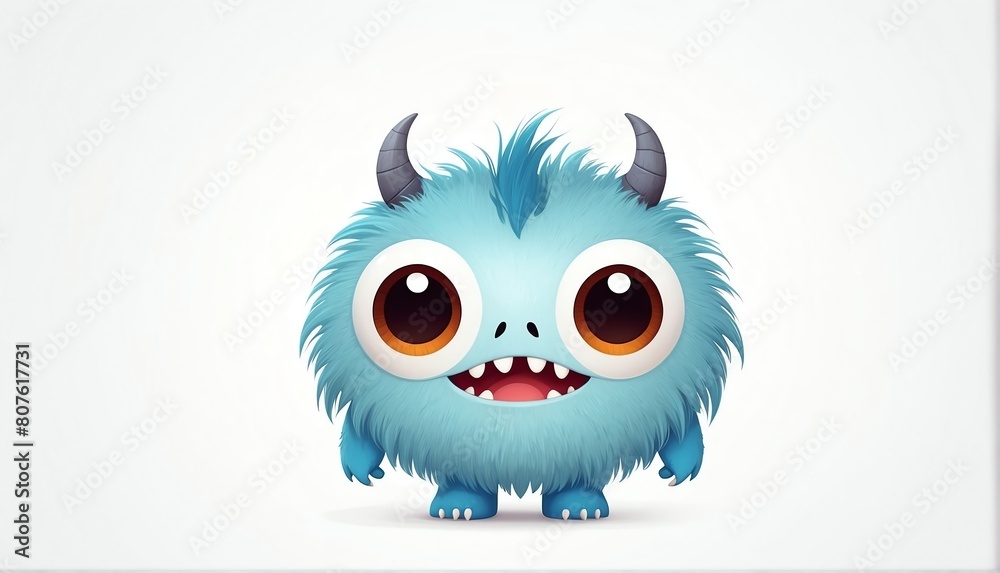 cute white monster on plain white background from Generative AI