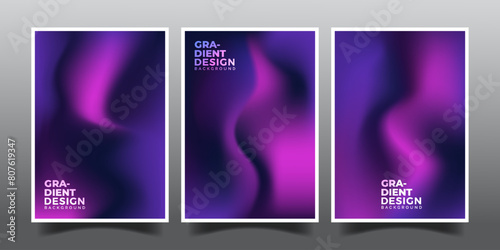 Set of abstract modern gradient blurred cover backgrond,modern purple gadient mesh background photo