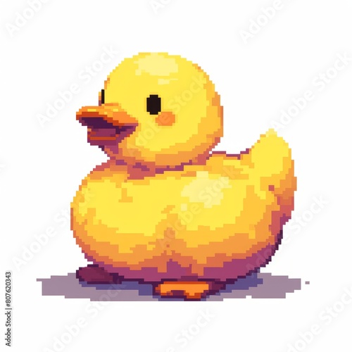 Cute Duck Rendered in Colorful Pixel Art Style Generative AI © Gilang