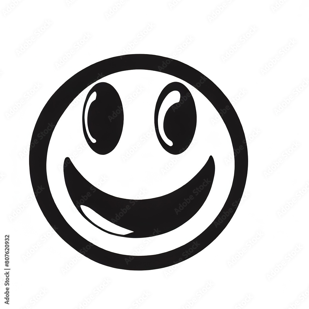 Fototapeta premium sketchy smiling black emoticon on a white background, generated by Ai