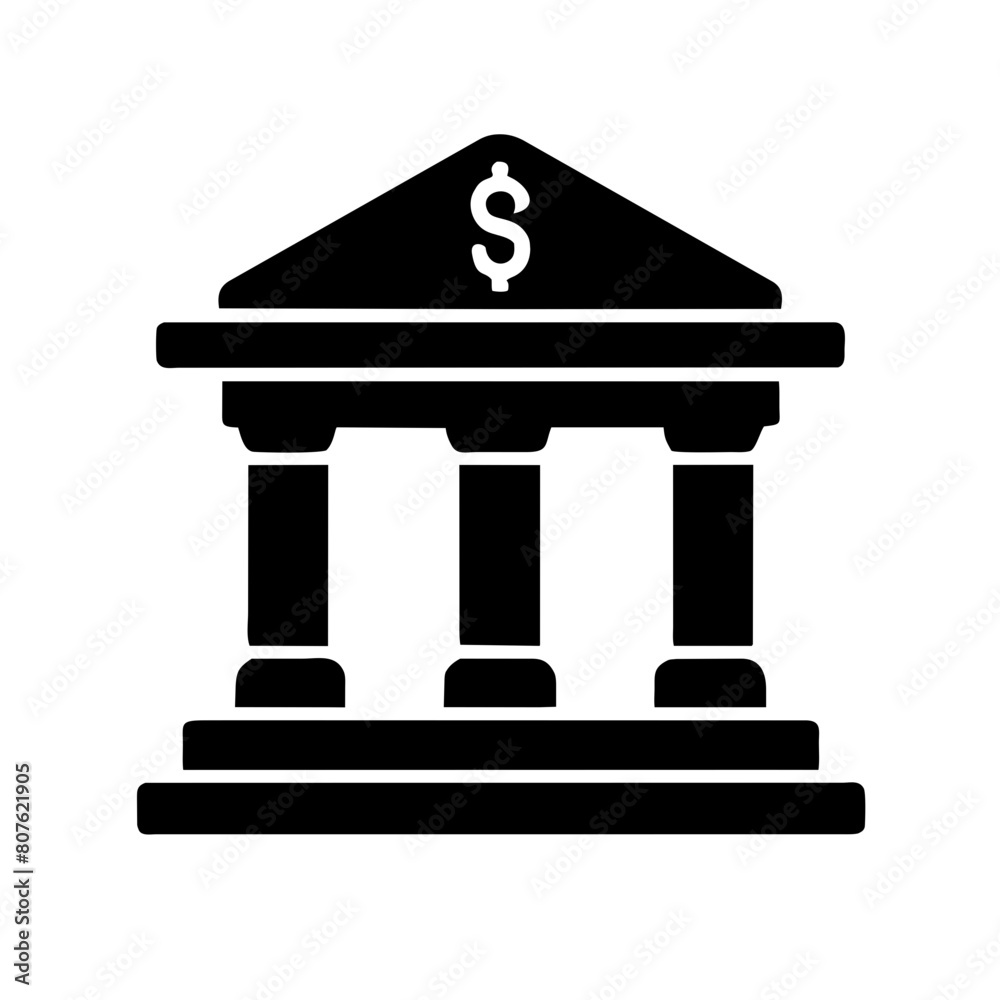 Bank building icon vector illustration.
Bank building icon vector illustration.