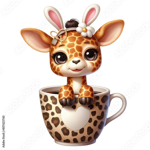 Easter Animal in Coffee Cup Clipart