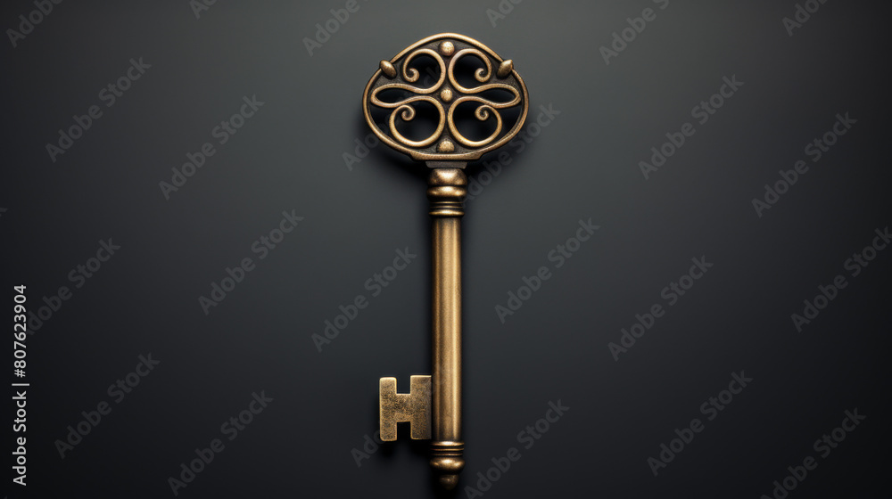 Obraz premium A gold key with a design on it