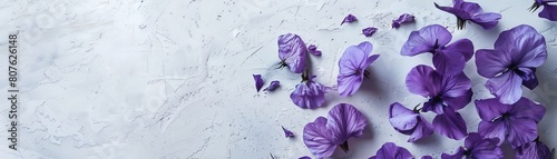 Creative visualization poster with violet flowers defying gravity  set against a clean  stark background for a dramatic visual impact