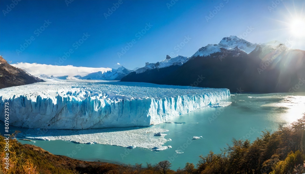Beautiful crisp view of a glacier as it reaches the ocean
