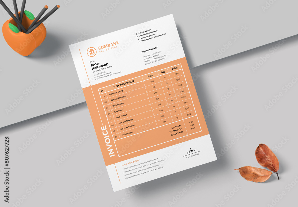 Creative Invoice Template Stock Template | Adobe Stock