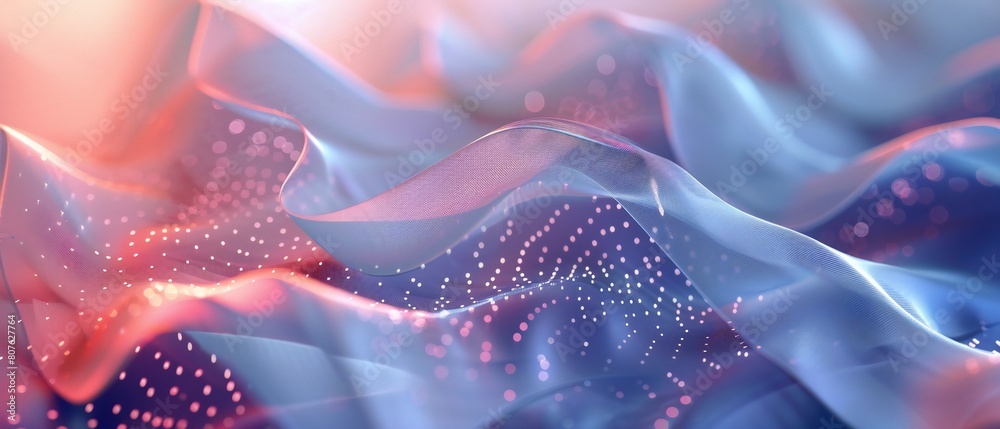 Fototapeta premium Elegance Embodied: 3D shapes dance elegantly across the widescreen, embodying a sense of serenity and grace.