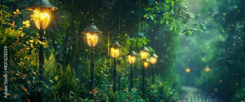 Stroll Along The Walkway Adorned With Street Lamps In The Garden, Background HD For Designer 