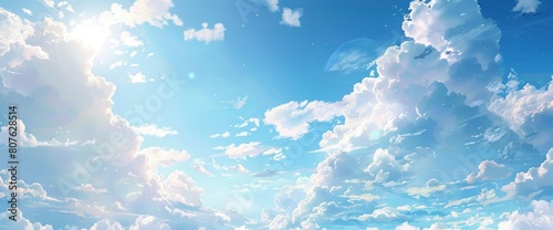 Summer Blue Sky And White Cloud White Background Beautiful Clear Cloudy In Sunlight Conjures Feelings Of Joy And Serenity, Background HD For Designer  photo