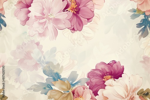 watercolor flowers background © megavectors