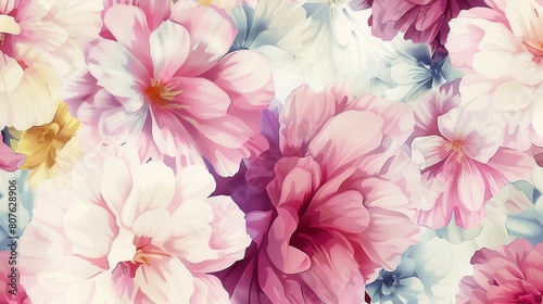 watercolor flowers background © megavectors