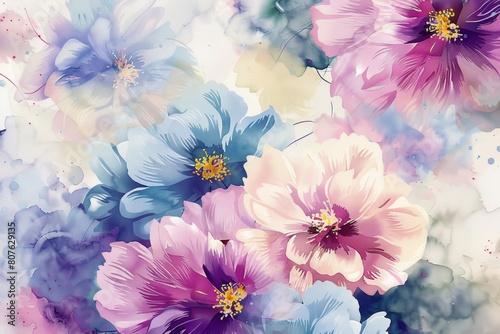 Fototapeta Naklejka Na Ścianę i Meble -  watercolor flowers background