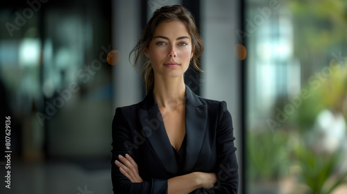 Portrait of successful female in business attire, arms crossed, confident expression. Successful. Achievement. Goals. Room for copy space. Free Download Portrait of successful female in business attire, arms crossed, confident expression. Successful. Achievement. Goals. Room for copy space. - GFXLoad