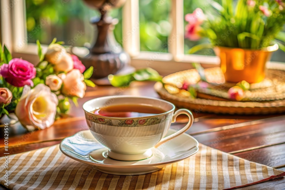cup of tea in wooden interior
