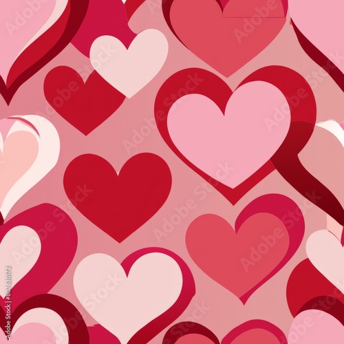 Seamless pattern of interlocking hearts in shades of pink and red for a classic Valentine s Day wrapping paper  Generative AI