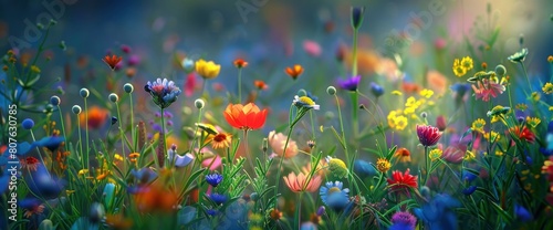 The Exuberant Hues Of A Multi-Colored Summer Meadow Burst Forth In A Symphony Of Colors, Background HD For Designer  photo