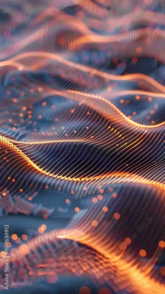 Harmonic Patterns: Calm waves of geometric dots form harmonious patterns in 3D, perfect for a serene portrait mode backdrop. Harmonic Patterns: Calm waves of geometric dots form harmonious patterns in 3D, perfect for a serene portrait mode backdrop.