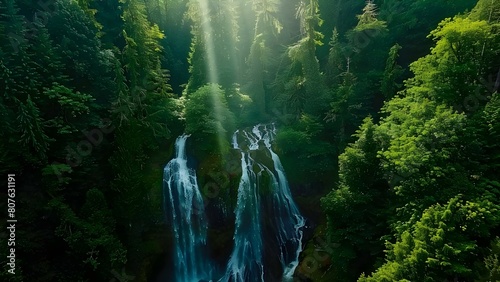 Waterfall in lush green British Columbia forest exemplifies Pacific Northwest natural beauty. Concept Nature Photography  Waterfalls  British Columbia  Forests  Pacific Northwest