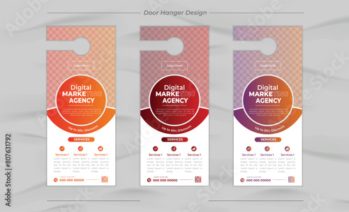 Minimal and Modern business door hanger design and layout template design