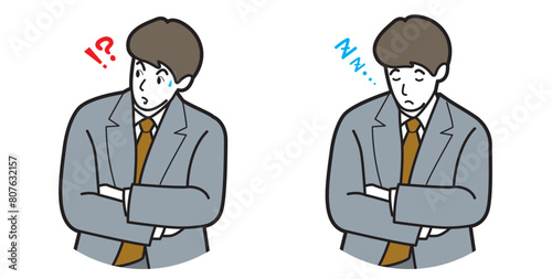居眠りをするビジネスマンのイラスト.