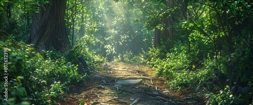 Traverse The Footpath In A Dense Forest On A Sunny Day  Background HD For Designer 