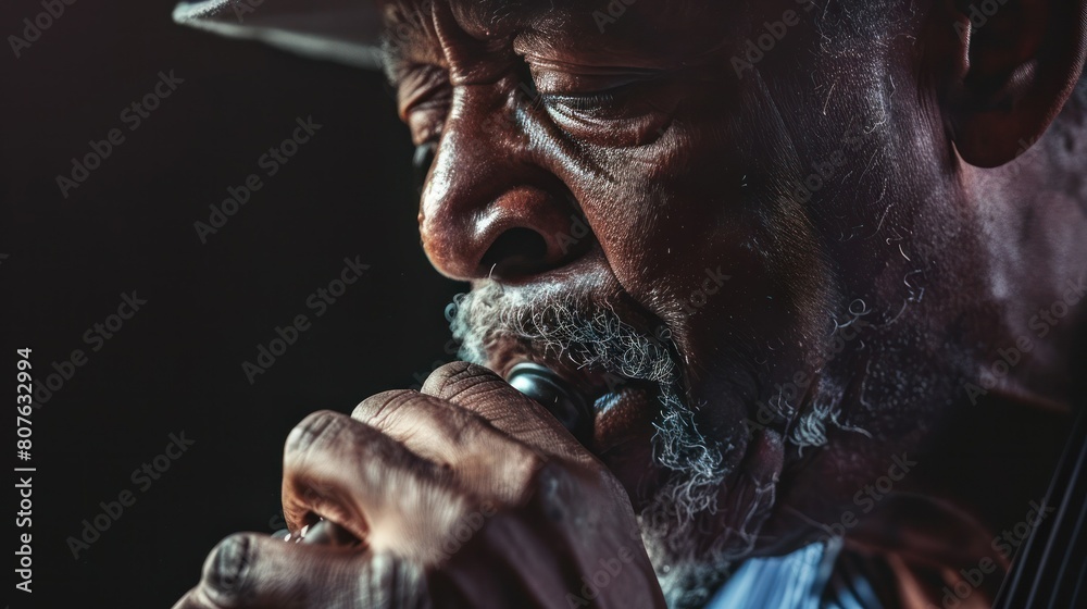 harmonica player blowing soulful blues notes, their music capturing the essence of heartache and longing. harmonica player blowing soulful blues notes, their music capturing the essence of heartache and longing.