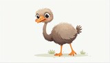 cute ostrich on plain white background from Generative AI