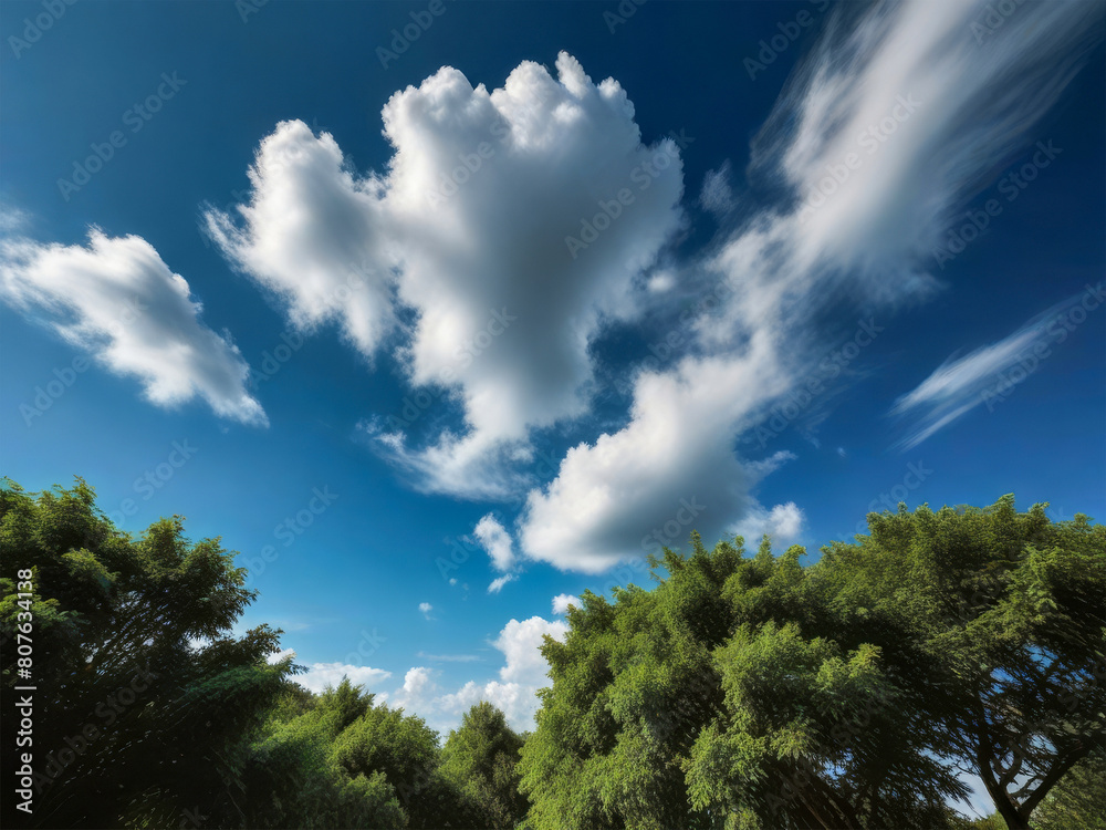Clouds in the blue sky over the forest. Clouds in the blue sky over the forest.