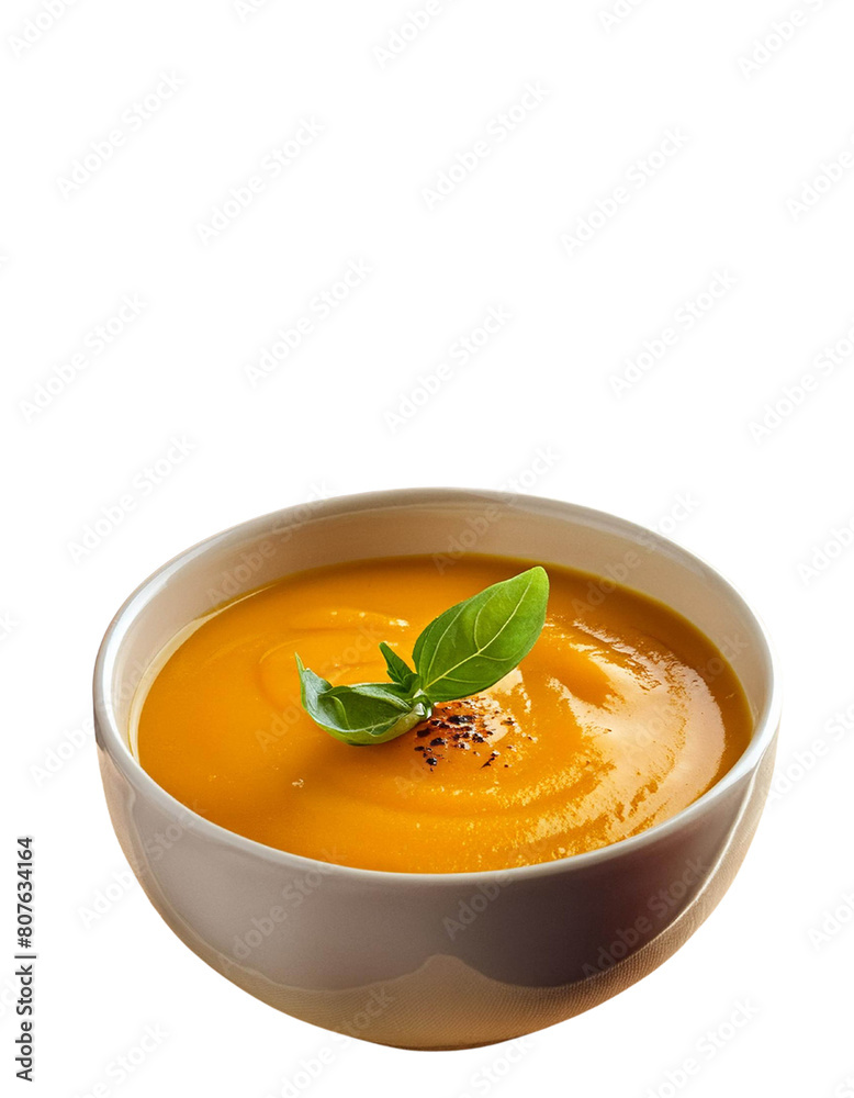 Bowl of squash soup transparent background 