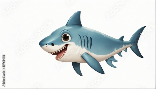 cute shark on plain white background from Generative AI