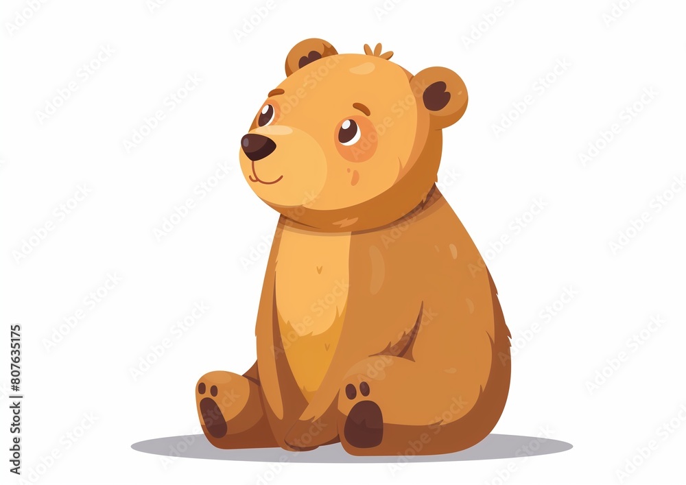 Cute Cartoon Bear Sitting Isolated on White Background Illustration Cute Cartoon Bear Sitting Isolated on White Background Illustration