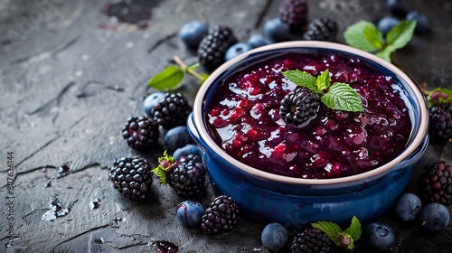  freshly picked blackberries and ripe blueberries come together in a luscious pot of wild berry jam