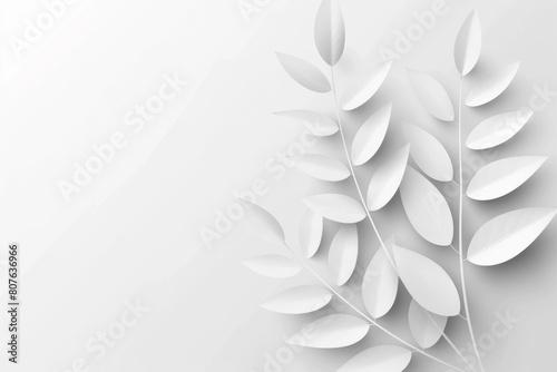 Sophisticated White 3D Floral Leaves Against White - Modern Art  Simplicity in Design  Wedding Themes