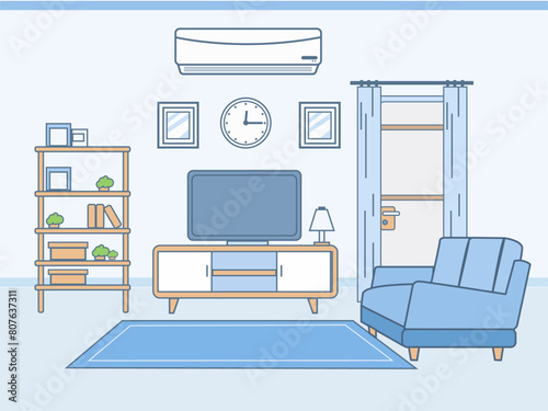 Vector Illustration of Cozy Modern Living Room with Minimalist Design