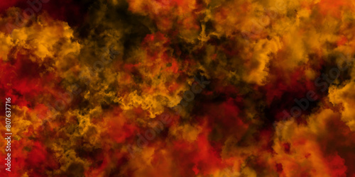 Red and yellow scratched horror scary background, red background for wallpaper, weeding card, and design. Beautiful blurry and luxury dark red grunge watercolor background. 
