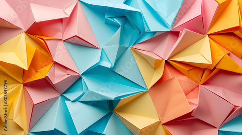 Colorful origami paper background. Minimal abstract geometric design