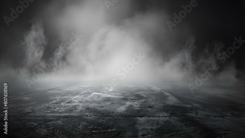 Dark concrete floor texture with misty haze creating abstract grunge background. Concept Concrete, Texture, Misty Haze, Abstract, Grunge