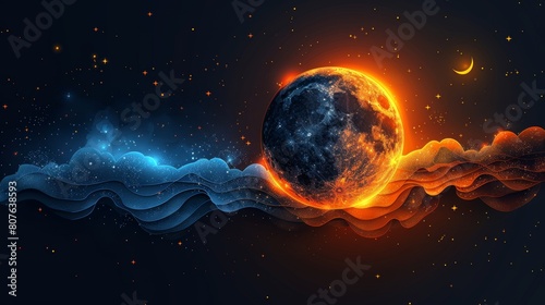 Symbol of day and night with sun and moon. 24 hours a day. photo