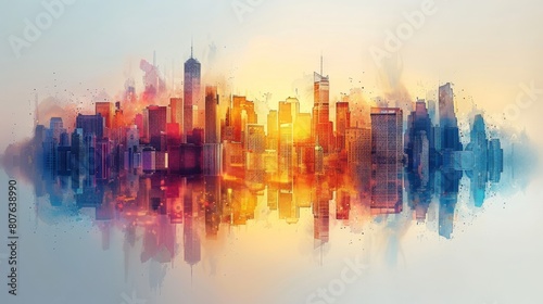 Modern graphic concept of modern skyline buildings. Logo template of modern architecture. Abstract structure.