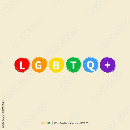 LGBTQ+ Pride month stickers, LGBT flat style symbols with pride flags, gender signs, retro rainbow, LGBT pride community Symbols, Vector set of LGBTQ, Vector illustration EPS 10